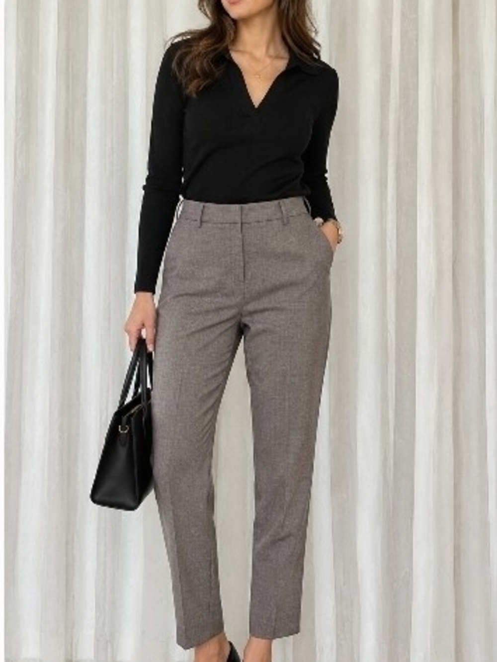 Slim Tailored Women's Trousers in Light Gray
